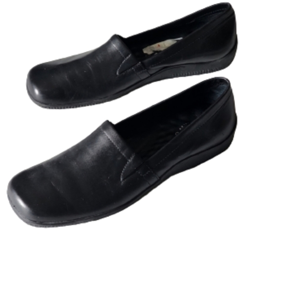 Walking cradles, comfortable square toe leather loafers color black size 9.5 - Picture 1 of 7